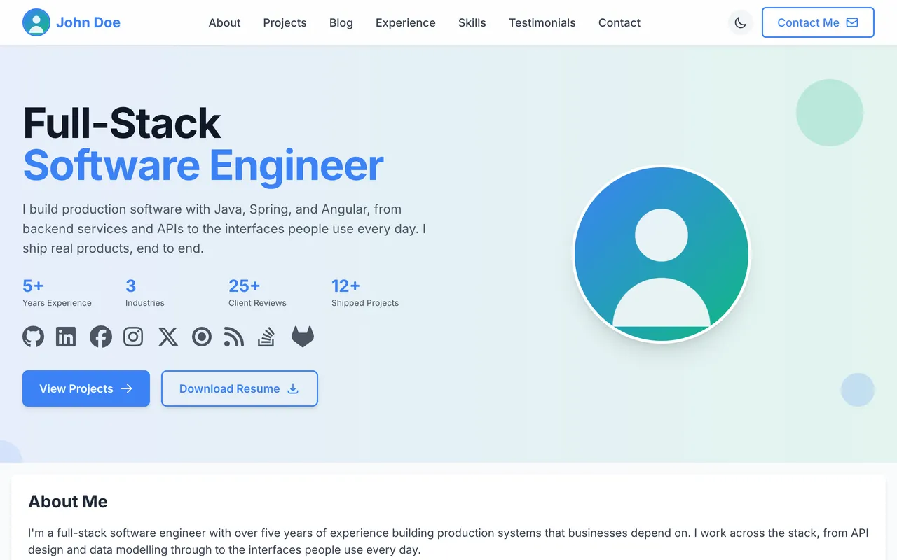 Angular Portfolio Template