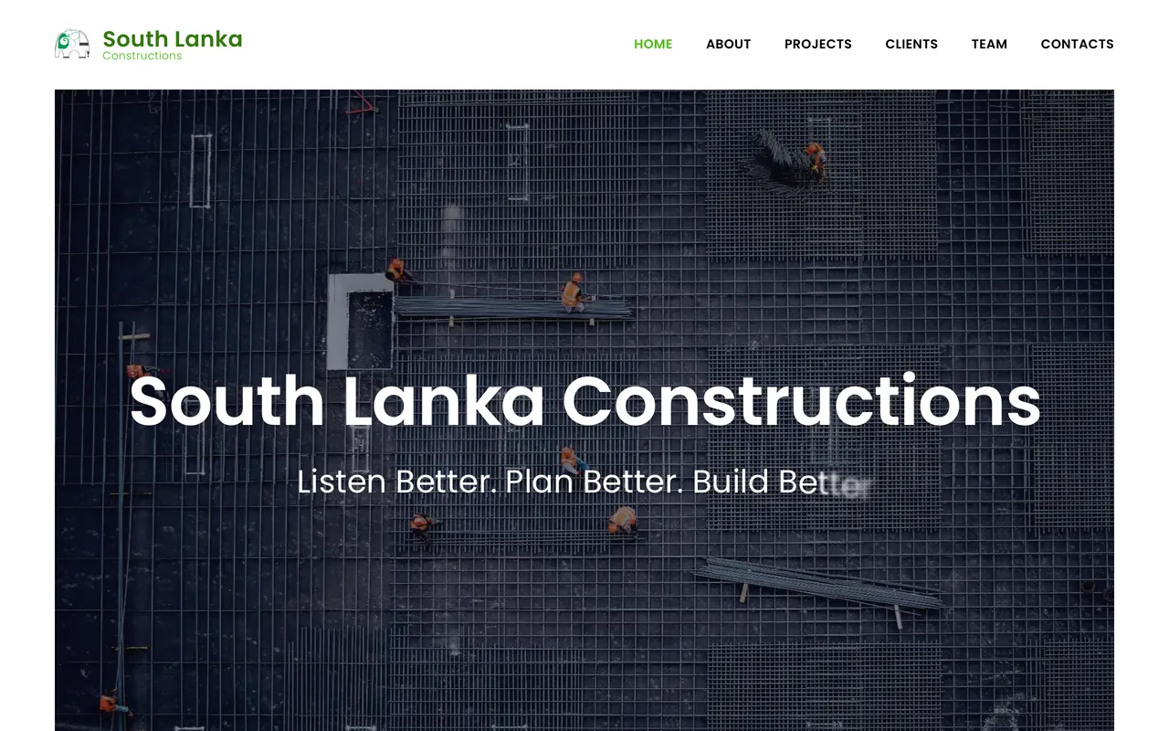 Landing Page for South Lanka Constructions