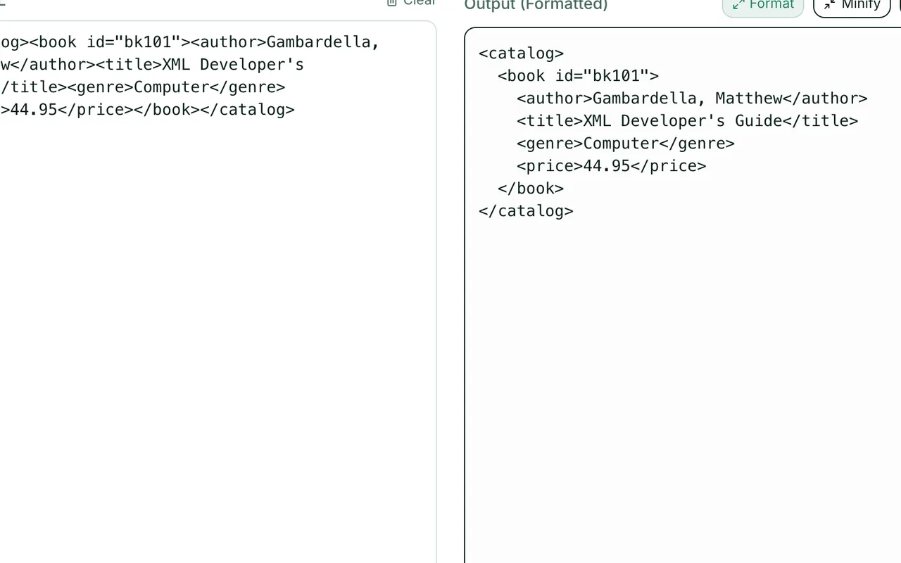 XML Formatter and Beautifier